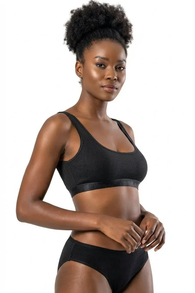 Kota Kadın Büstiyer Kalın Askılı Penye Pedli Kaşkorse Siyah - Detay